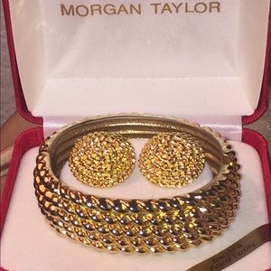 Morgan Taylor Jewelry Set Gold Bracelet Earrings